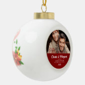 Ruby Wedding Annivsersary Red Damask Foto Keramik Kugel-Ornament (Links)