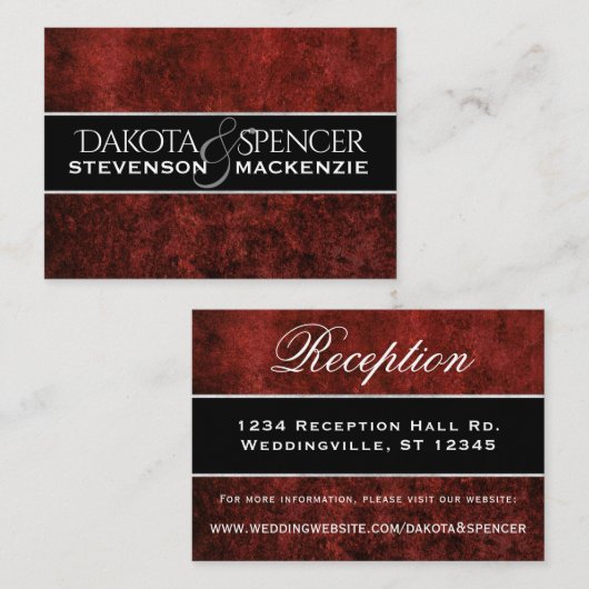 Ruby Wedding | Crimson Garnet Red Theme Beilage Begleitkarte (Vorne/Hinten)