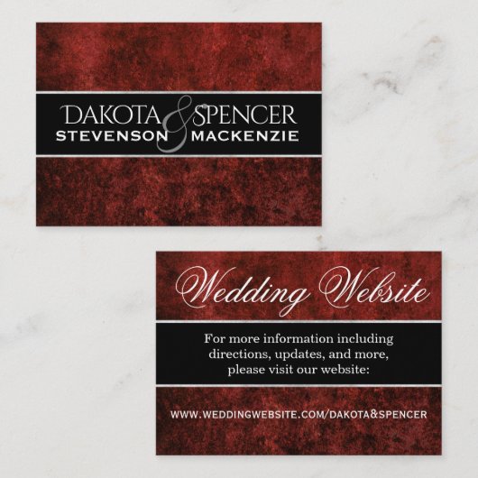 Ruby Wedding | Crimson Garnet Red Theme Beilage Begleitkarte (Vorne/Hinten)