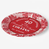 Ruby Wedding Jubiläum 40 Jahre Personalisiert Pappteller (Schrägansicht)