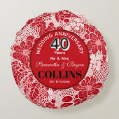 Ruby Wedding Jubiläum 40 Jahre Personalisiert Rundes Kissen (Rückseite)