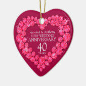 Ruby Wedding Jubiläum Rote Herzverzierung Keramik Ornament (Links)