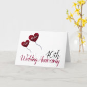 Ruby Wedding Jubiläum Roter Ballon 40. Karte (Gelbe Blume)