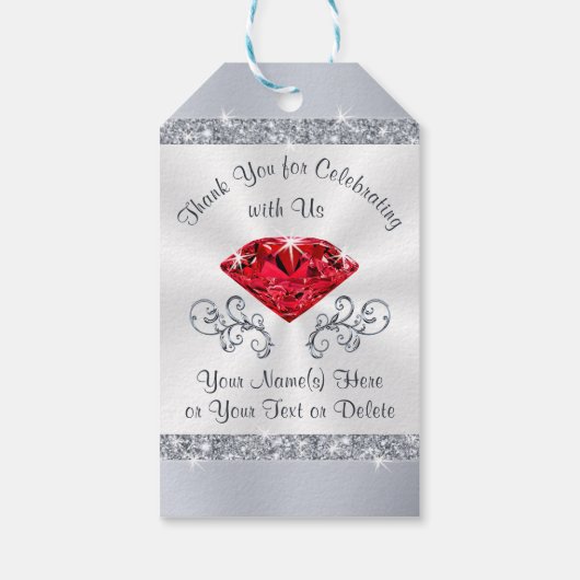 Ruby Wedding Jubiläumsfavoriten oder jede Gelegenh Geschenkanhänger (Rückseite)