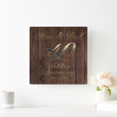 Ruby Wedding Parents zum 40. Geburtstag Quadratische Wanduhr (Zuhause)