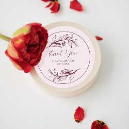 Ruby Wine Simple Boho Danke Gastgeschenk Hochzeit Runder Aufkleber