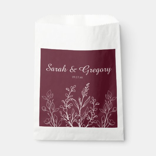 Ruby Wine Simple Boho Floral Geschenktütchen (Vorderseite)