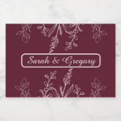 Ruby Wine Simple Boho Floral Schaumweinetikett (Einzelnes Label)