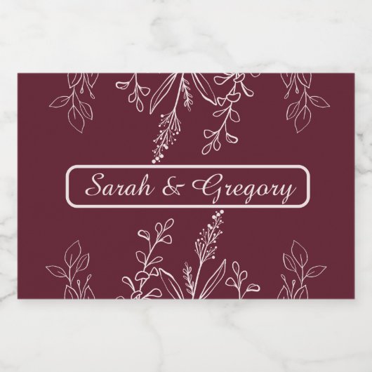 Ruby Wine Simple Boho Floral Schaumweinetikett (Einzelnes Label)