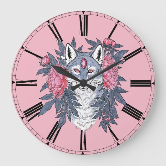 Ruby Wolf Große Wanduhr (Vorderseite)
