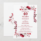 Ruby zum 40. Hochzeitstag Einladung (Vorne/Hinten)