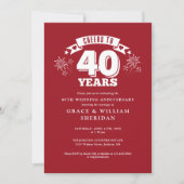 Ruby zum 40. Hochzeitstag Foto Einladung (Vorderseite)