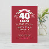 Ruby zum 40. Hochzeitstag Foto Einladung (Stehend Vorderseite)