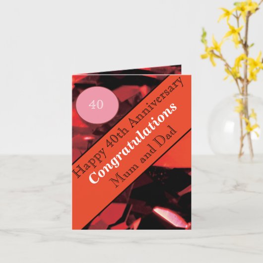 Ruby zum 40. Hochzeitstag Karte (Gelbe Blume)