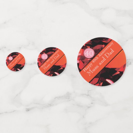 Ruby zum 40. Hochzeitstag Konfetti (Vorderseiten)