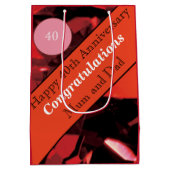 Ruby zum 40. Hochzeitstag Mittlere Geschenktüte (Rückseite)