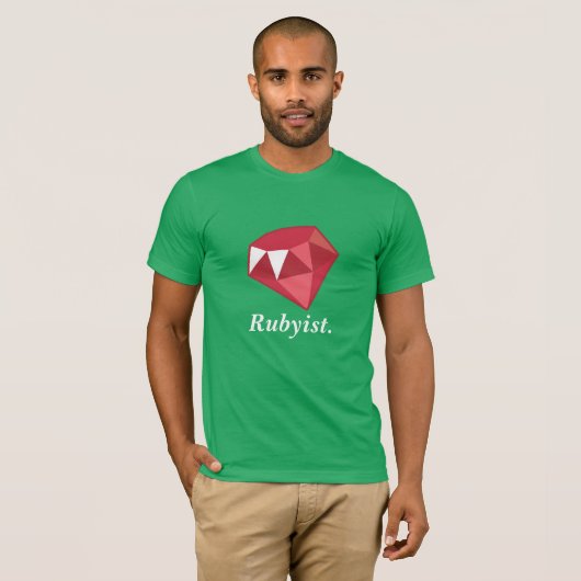Rubyist karminrotes Programmierer-Grün-Shirt T-Shirt (Vorne ganz)
