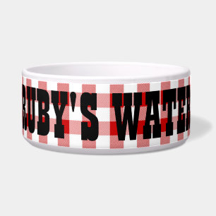 Ruby's Diner Dog's Name Red & White Karos Bowl Napf