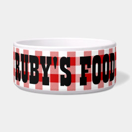 Ruby's Diner Dog's Name Red & White Karos Bowl Napf