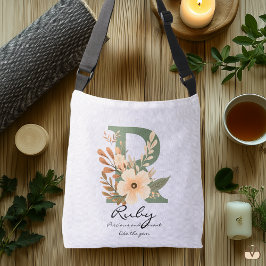 Ruby's Wertvolles Gem - Boho Floral Monogram Tragetaschen Mit Langen Trägern