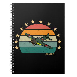 Rück des militärischen Kampfflugzeugs des Zweiten  Notizblock