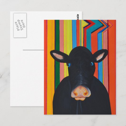 Rück-Kuh Postkarte (Vorne/Hinten)