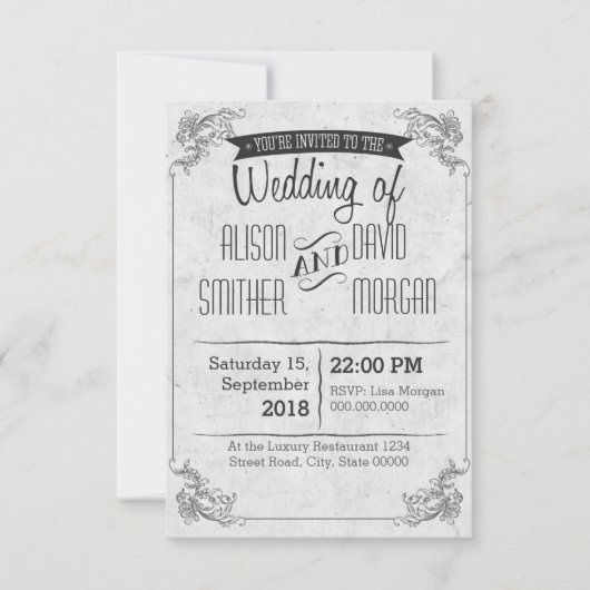Rück Vintage wedding invitation Einladung (Vorderseite)