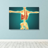 Rückansicht des menschlichen Skeletts mit Nervensy Leinwanddruck (Insitu (Holzboden))