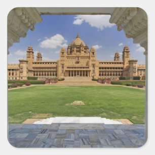 Rückansicht des Umaid Bhawan Palace Hotels, Jodjpu Quadratischer Aufkleber