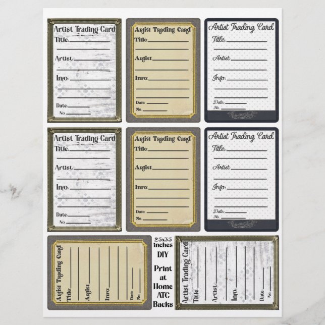 Rückblatt für Kunsthandwerkskarten (Vorderseite)