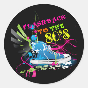 Rückblende in die 80er Neon Sneaker Runder Aufkleber