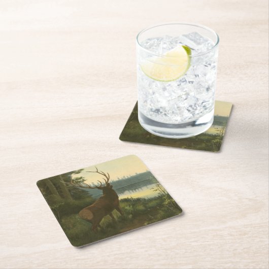Rückblick auf den Elk Blick auf den See Rechteckiger Pappuntersetzer (Vor Ort)