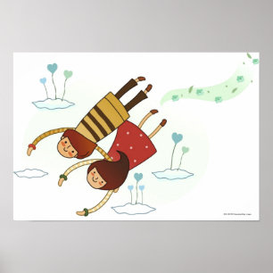 Rückblick auf ein Paar, das zusammen fliegt Poster
