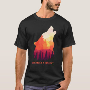 Rückdruck Schutz und Schutz von Wölfen und Wölfen T-Shirt