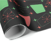 Rücken-Atommuster auf Schwarz Geschenkpapier (Rolleneckpunkt)