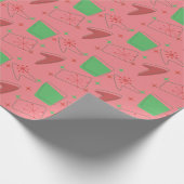 Rücken-Atommuster im Urlaub in Lachs Rosa Geschenkpapier (Ecke)