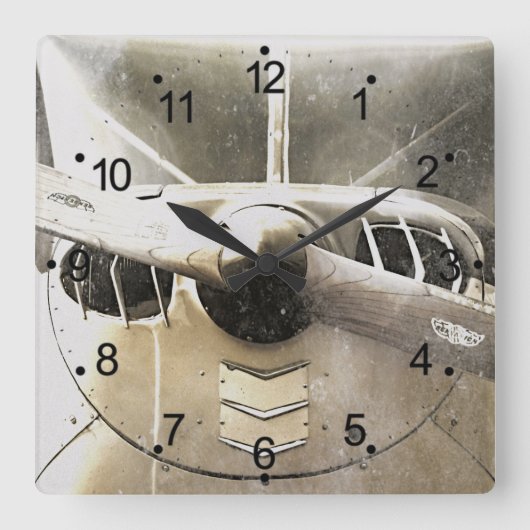 Rücken-Quadrat-Uhr für antikes Flugzeug Quadratische Wanduhr (Vorderseite)
