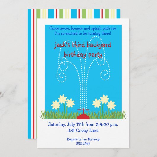 Rücken-Sprinkler-Splash-Bash Einladung (Vorne/Hinten)