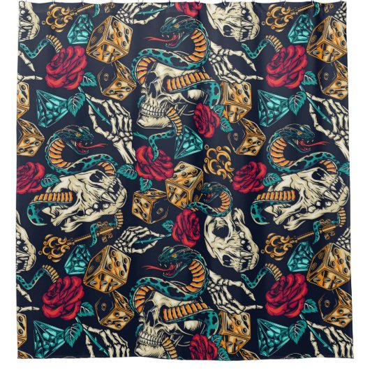 Rücken-Tattoo-Muster Duschvorhang (Vorderseite)