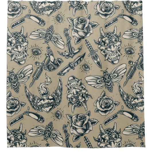 Rücken-Tattoo-Muster Duschvorhang (Vorderseite)