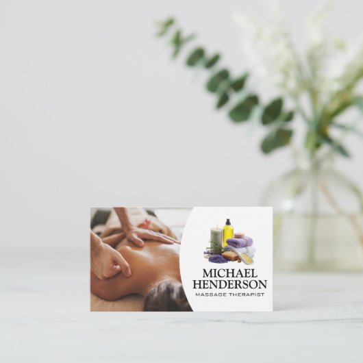 Rückenmassage | Wellness-Center Waren und Dienstle Visitenkarte (Stehend Vorderseite)