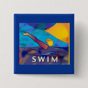 Rückenschwimmen-quadratischer Knopf Button