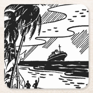 Rückfahrt Rechteckiger Pappuntersetzer