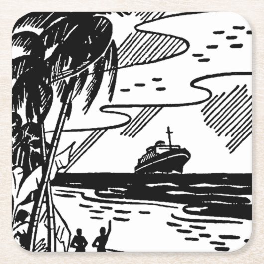 Rückfahrt Rechteckiger Pappuntersetzer (Vorderseite)