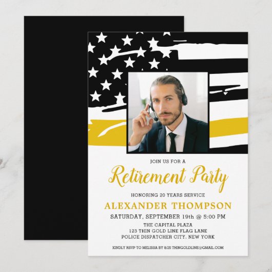 Rückgabe Personalisiertes Foto-Gold-Flag Einladung (Vorne/Hinten)