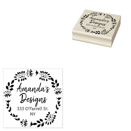 Rückgabe von Blumenkranz und Geschäftsadresse Gummistempel (Stempel)