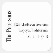 Rückgabeadresse am lässigen Platz Quadratischer Aufkleber (Vorderseite)