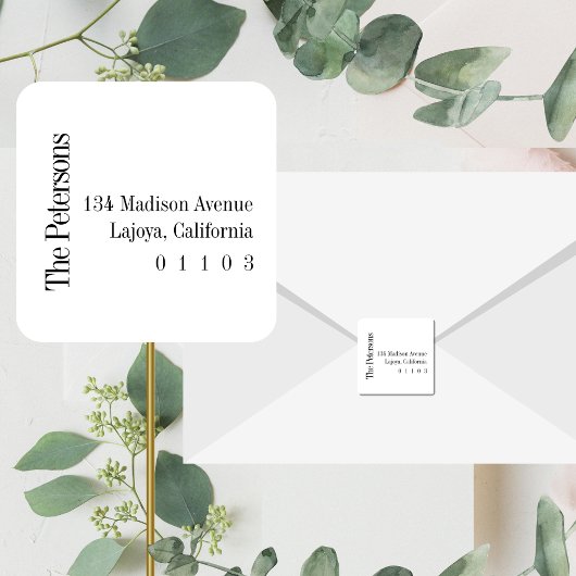 Rückgabeadresse am lässigen Platz Quadratischer Aufkleber