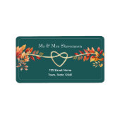 Rückgabeadresse für aquamarine Hochzeit im Herbst Adressaufkleber (Vorne)