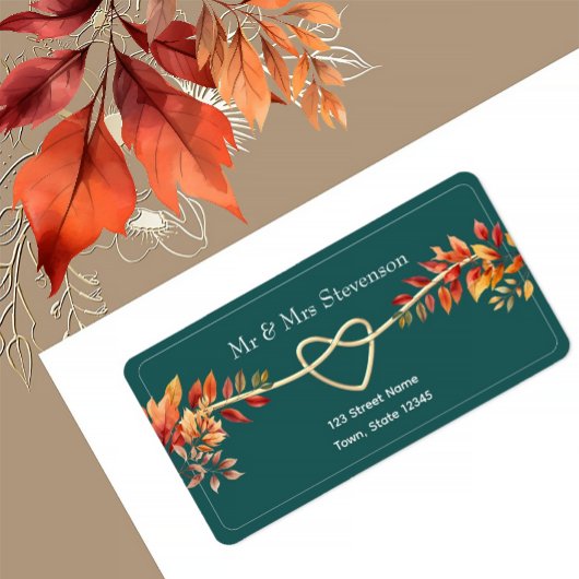 Rückgabeadresse für aquamarine Hochzeit im Herbst Adressaufkleber